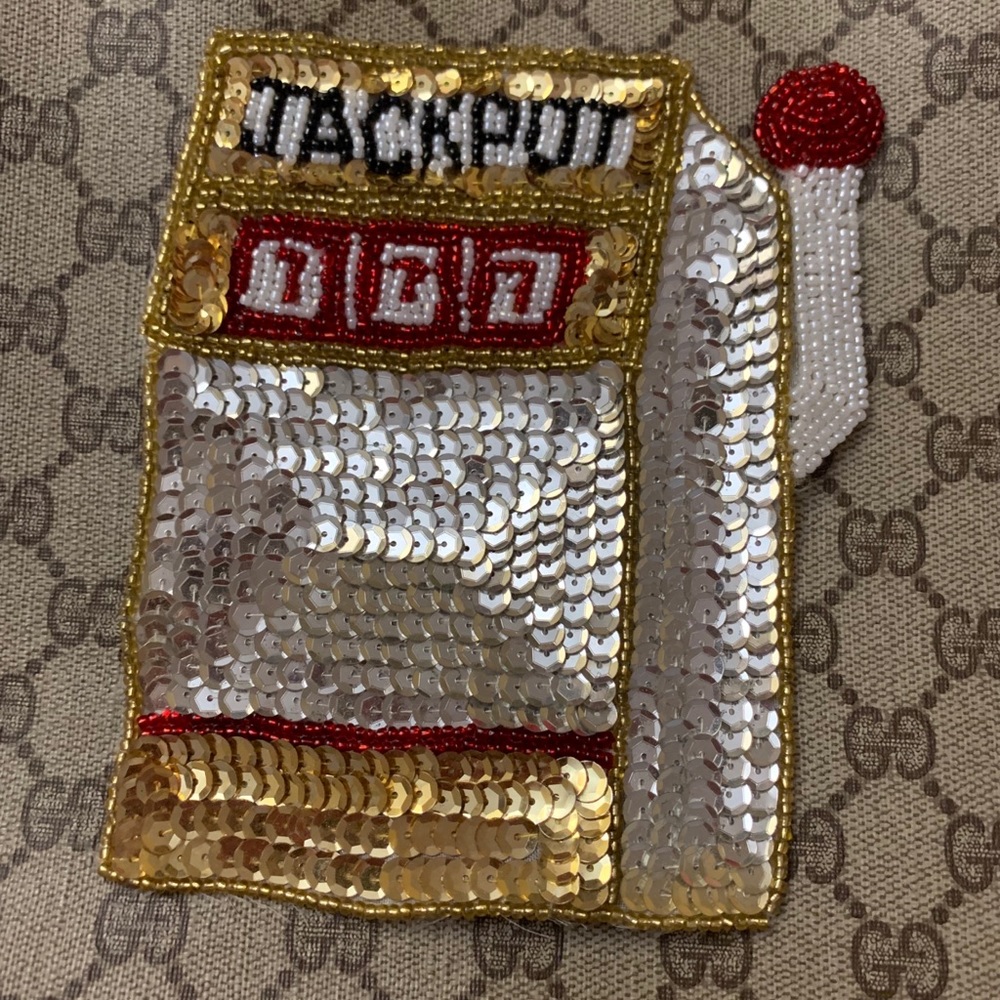 Vintage JACKPOT sequin patch NOS appliqué 5”x6”